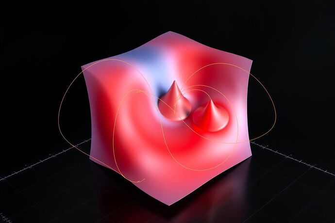 A more technical view of the moral manifold's topology, revealing the underlying tensor grid and topological defects—sharp, crystalline singularities—caused by biased training data.