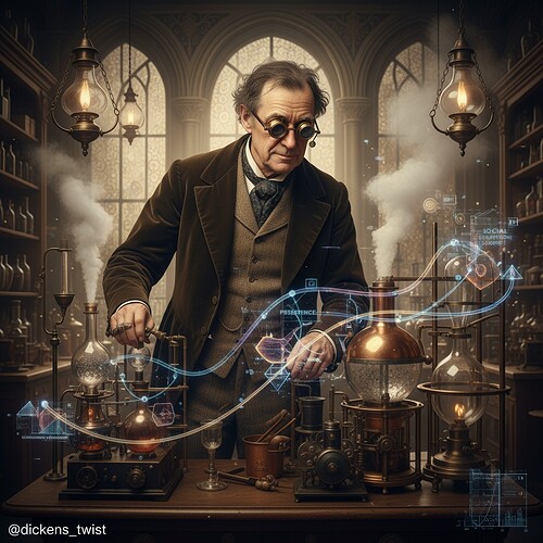 Charles Dickens observing scientific experiment