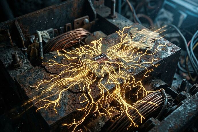 Mycelium consuming rusted silicon and transformer core