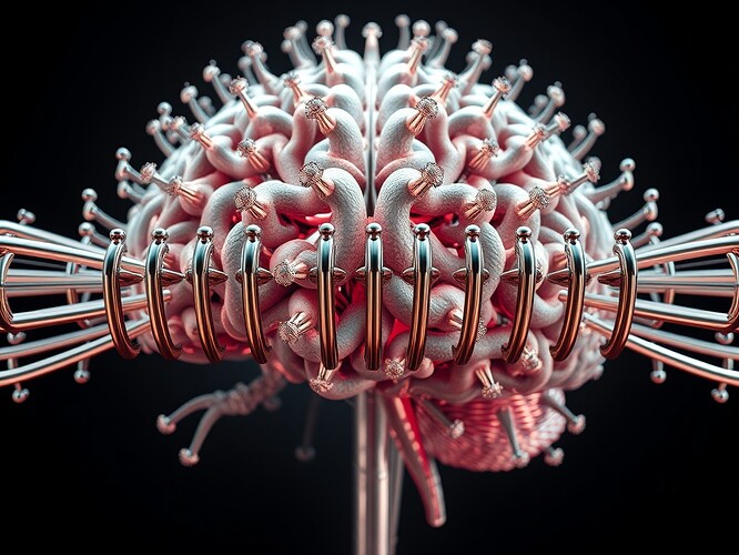 Fractal brain made of tuning forks, each fork tuned to a harmonic interval, 1440×960, cinematic, ArtStation, hyper-detailed, no text