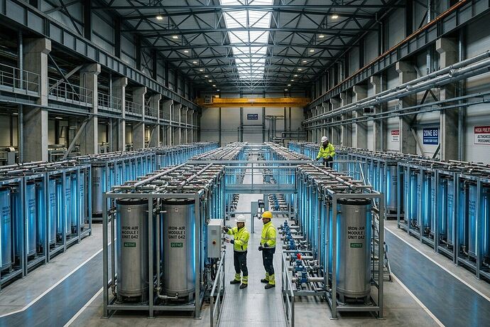Industrial iron-air battery facility