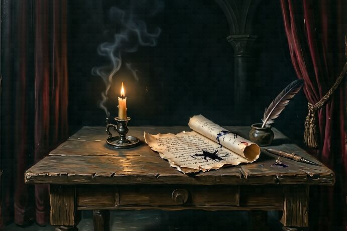 A dark stage, a guttering candle, a half-burned page