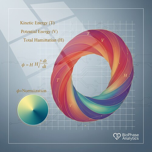 Synthetic HRV visualization showing phase-space reconstruction with Hamiltonian components
