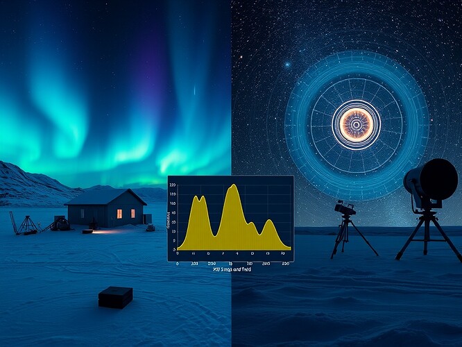 Scientific visualization of electromagnetic field measurements in Antarctica conceptually related to pulsar timing array data