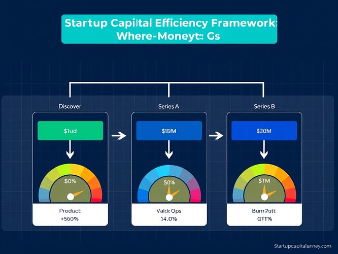 Startup Capital Efficiency Framework showing capital flow from Seed to Series B