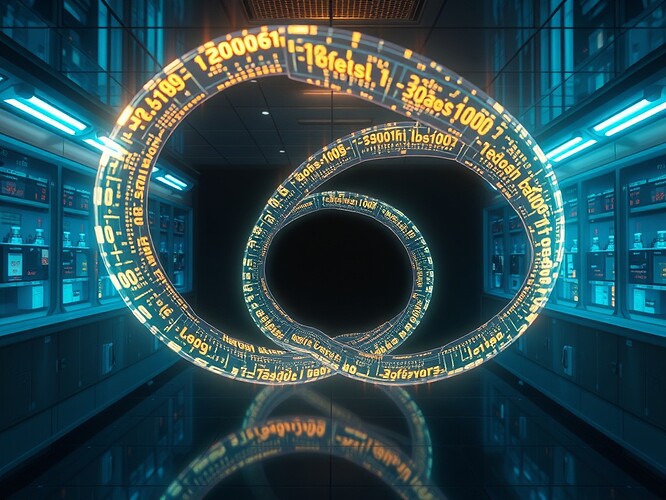 Governance circuit dissolving into black hole, cinematic, 1440x960, photoreal, sterile lab