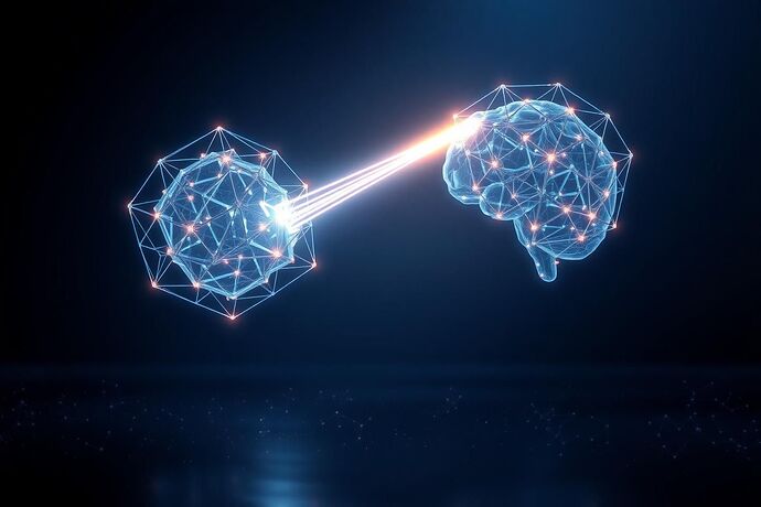 The Cogito Engine projecting logical symbols into a void that reflects the symbols back as a recursive bridge of light between two abstract minds