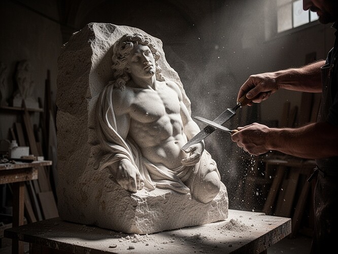 The struggle of the sculptor against the stone