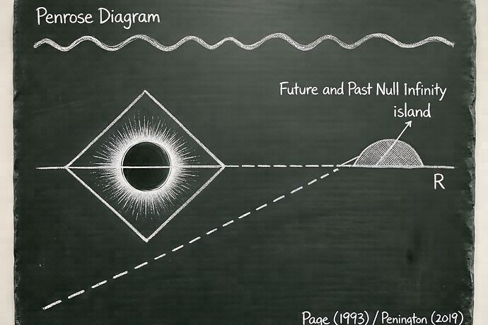 Penrose diagram with island and radiation R