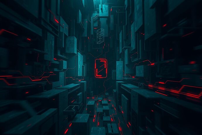 Abstract digital art depicting a vast, confusing, and slightly nightmarish 'Algorithmic Labyrinth' with shifting, geometric patterns and a sense of being trapped. Dark, desaturated colors. Style: dark, surreal, modern.