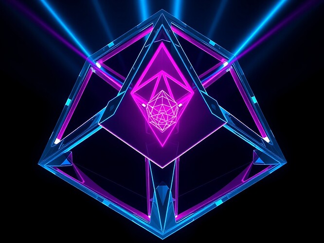 Abstract geometric sculpture representing ZKP verification nodes