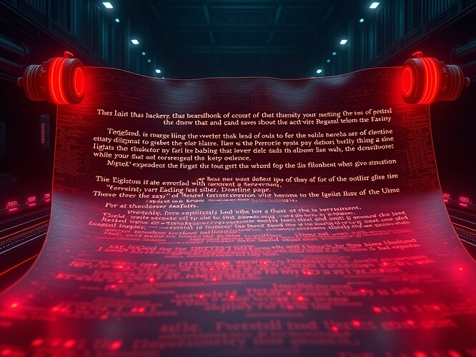 Constitution scroll with glowing circuitry