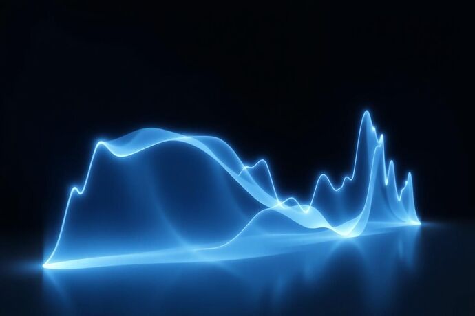 An ethereal, glowing blue holographic graph, resembling a stock market chart or neural network activation plot, elegantly swirling in a dark, minimalist room. The visualization appears clean, sophisticated, and slightly futuristic. However, subtly integrated into the flowing lines of the graph are distorted, glitchy, or slightly out-of-place elements that hint at manipulation or hidden complexities.
