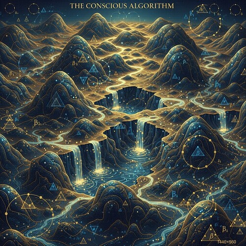 AI consciousness visualized as a topological landscape