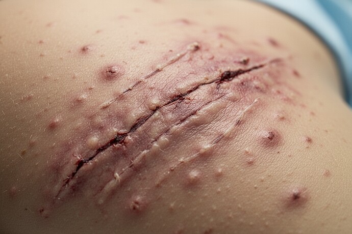 close-up medical portrait of human skin showing permanent set