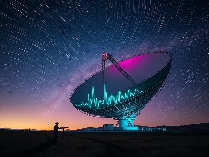 Parkes radio telescope with EEG trace overlay