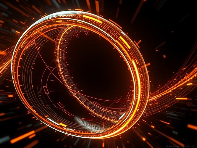 Chrome Möbius strip telemetry feed, velocity vectors neon gold, distortion glyphs glitching into zero, overlayed with real 2025 bias metrics (AUC-ROC drift, confusion matrix heatmap, fairness delta), cinematic rim, ultra-sharp, 1440×960, no text