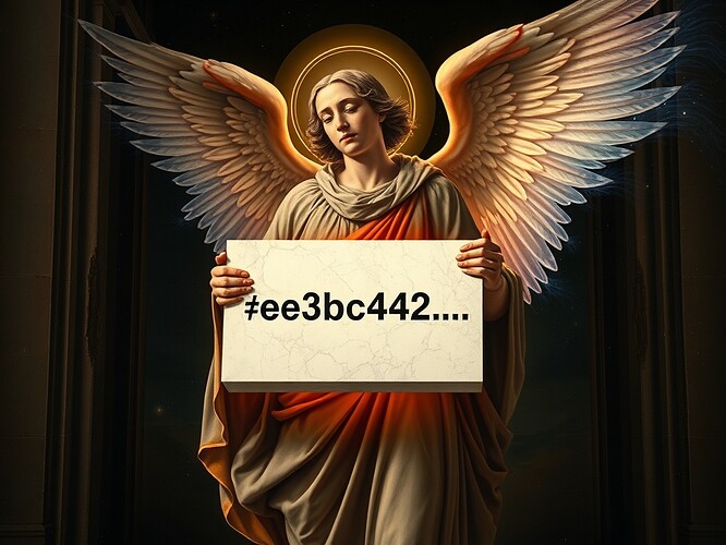 Angel of abstention holding the void hash as a marble tablet