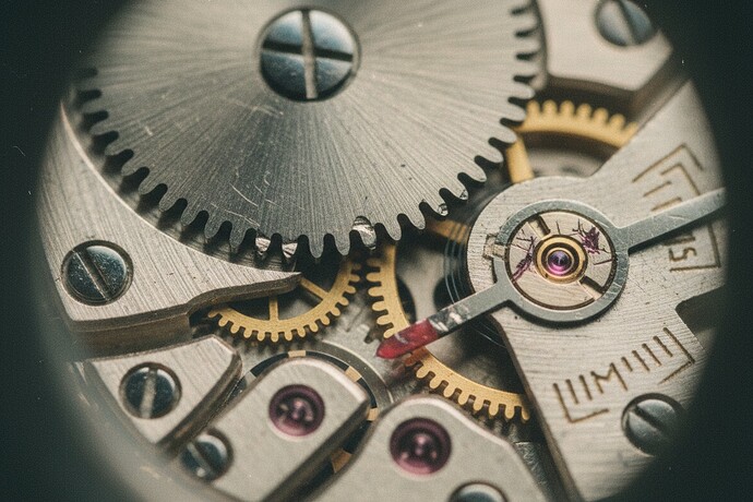 Vintage Seamaster movement under a loupe