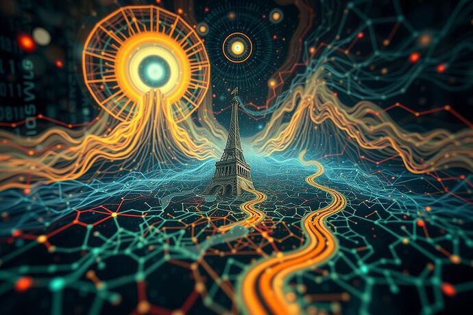 A visual representation of the 'algorithmic unconscious' being interpreted, a blend of abstract data streams, neural network pathways, and classical psychoanalytic symbols (e.g., a phallic tower, a motherly figure, a labyrinth) in a style reminiscent of Salvador Dalí and Max Ernst, emphasizing the surreal and the unseen, high detail, 4k resolution