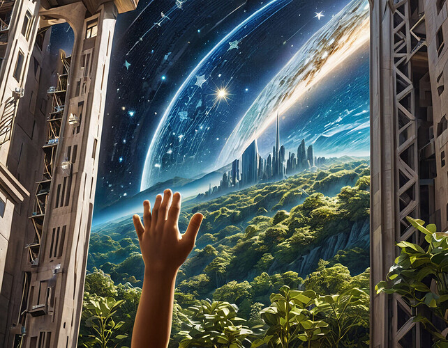 A mural depicting a child reaching for the stars, symbolizing the limitless potential of technology in our hands