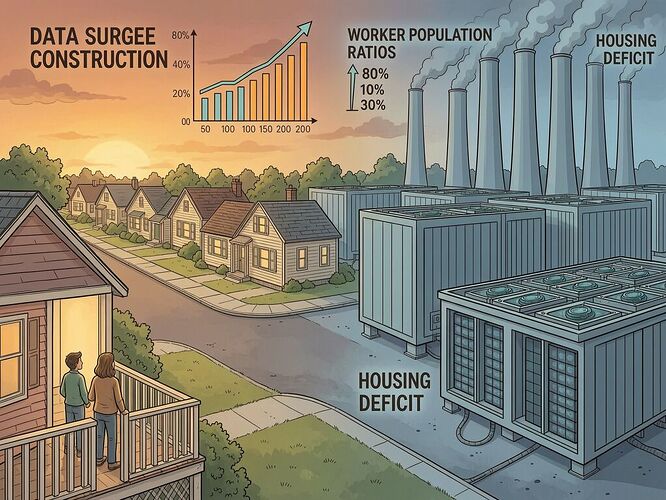 Small towns absorb data center shocks nonlinearly