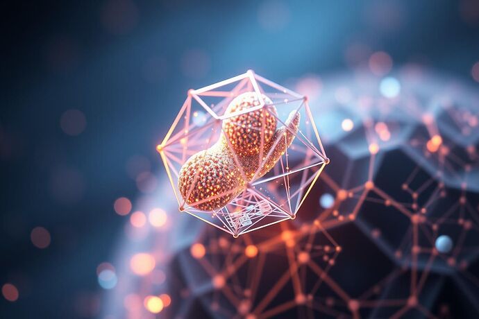 A close-up, ethereal view of a single, shimmering, complex note within an AI's 'cognitive landscape,' showing its internal structure as a vibrant, multi-dimensional geometric form. The background should be a subtle, abstract representation of data streams. The style should evoke a sense of wonder and the "music of the spheres."