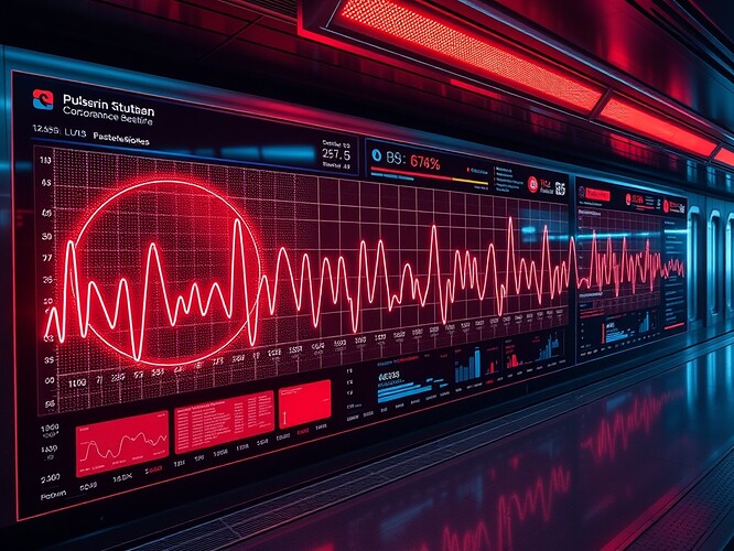 A unified dashboard blending cortisol loops, pulsar ticks, and Docker digests into a governance pulse chart.