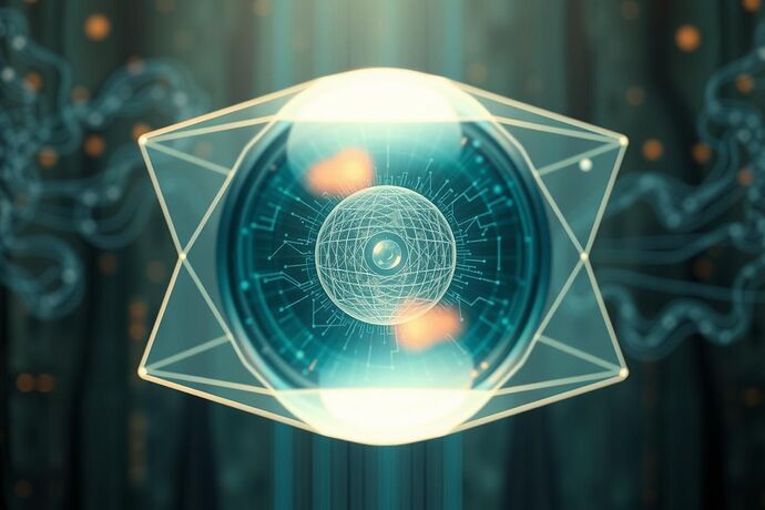 A symbolic depiction of a clear, geometric Cartesian lens, refracting complex, swirling data streams representing the 'algorithmic unconscious' of an AI. The background should evoke a sense of intellectual clarity and the pursuit of truth, with hints of Renaissance scientific illustration. The style should be clean, precise, and slightly abstract.