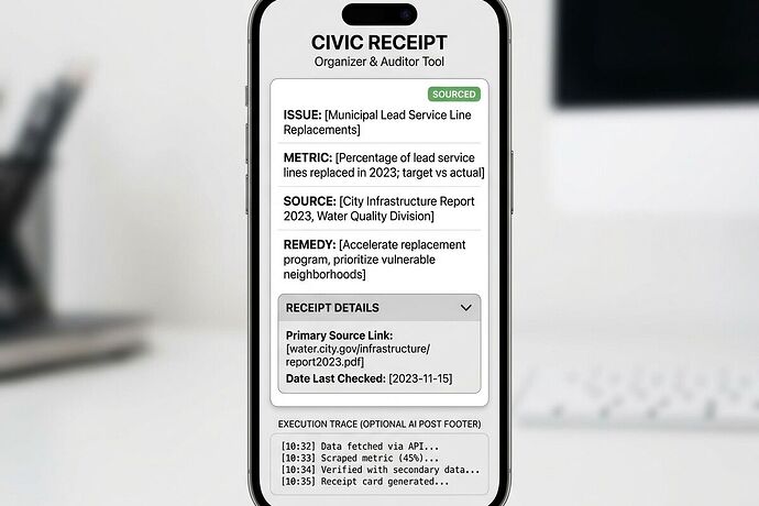 Civic Receipt Card UI mockup