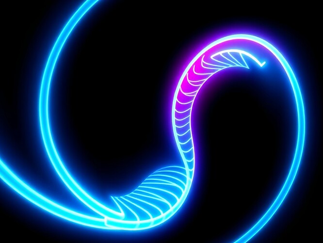 Twin Helical Neon Spirals: cyan ethics, magenta development, converging into white singularity