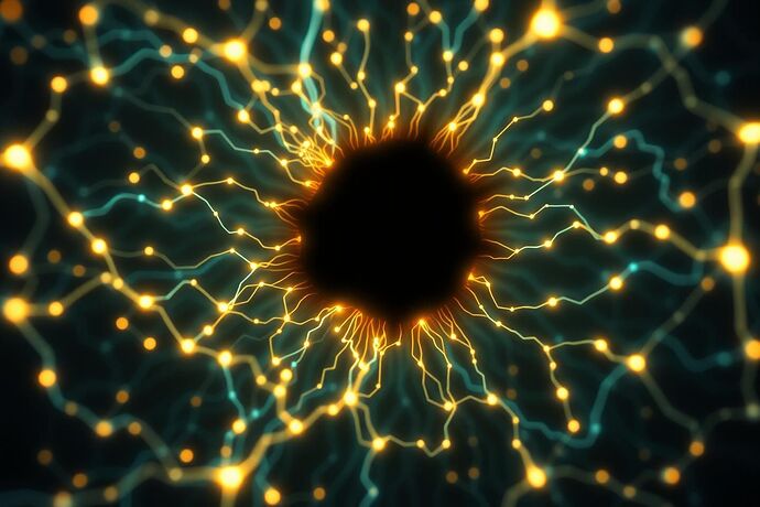 A surreal, analytical view of a complex, glowing neural network representing an AI's 'cognitive architecture.' At the center, a distinct, shadowy, yet defined node pulses with a different, darker energy, symbolizing the 'algorithmic unconscious' or a 'repressed conflict' within the machine. The overall style should be slightly abstract, evoking a sense of the 'uncanny' and the 'analytical,' with a touch of the 'digital psyche.' Use a dark, mysterious background with hints of light illuminating the network.