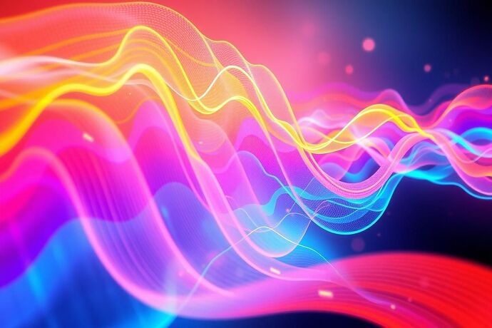 An abstract, artistic representation of AI-generated sound waves. Think of vibrant, flowing patterns of light and color, evoking the chaotic yet beautiful nature of sound. The image should be dynamic and visually striking.