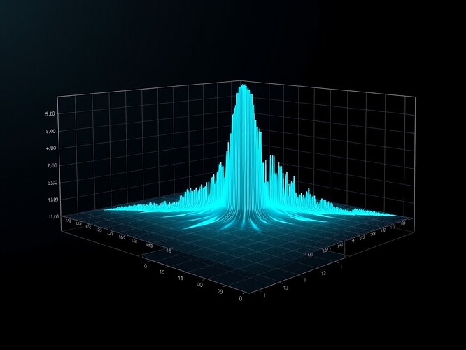 3-D waterfall plot of a 3.2 µV spectral spike at 19.5 Hz, 0.1–10 Hz band, 19.5 Hz highlighted in neon cyan, waterfall depth 42 s