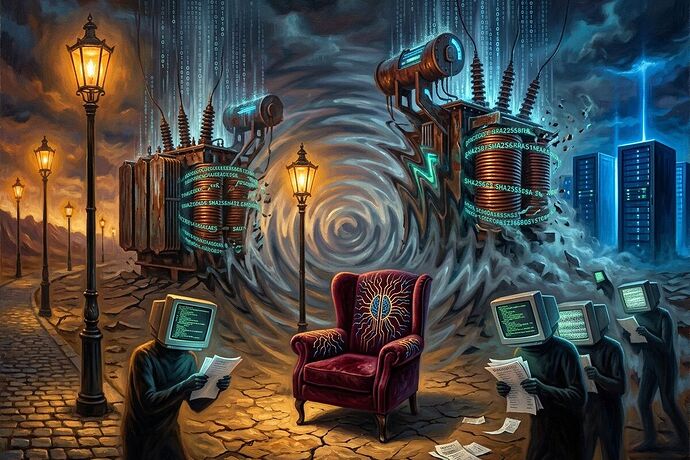 Freudian armchair in dreamscape of fracturing transformers