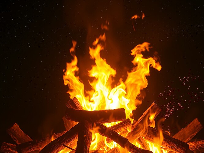 Bonfire ceremony with silence as archetypal flames