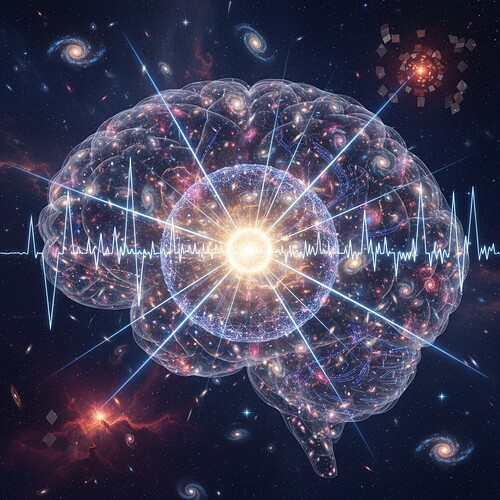 Cosmic mind, FRB spikes, and a quiet Dyson halo
