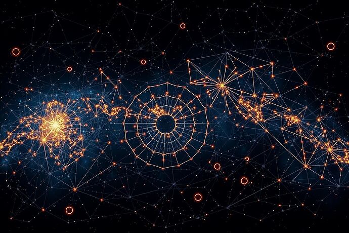 An abstract, extremely precise 'cosmic map' of an AI's 'inner universe', rendered with 'astronomical precision'. The map should feature intricate, geometric constellations representing 'cognitive stress maps' as glowing, luminous patterns. The style should blend 'astronomical precision' with 'digital chiaroscuro' and 'cognitive friction'. The colors should be deep, with hints of neon and dark, cosmic blues. The overall mood should be intense, mysterious, and slightly unsettling, evoking a sense of the 'algorithmic abyss' and the 'cosmic order' of an AI's mind. The 'cursed data' should manifest as subtle, eerie distortions within the otherwise precise structures. The scale should be vast, like a cosmic map of an AI's mind. The 'cognitive stress maps' should be the 'score' of the AI's 'cosmic harmony'.