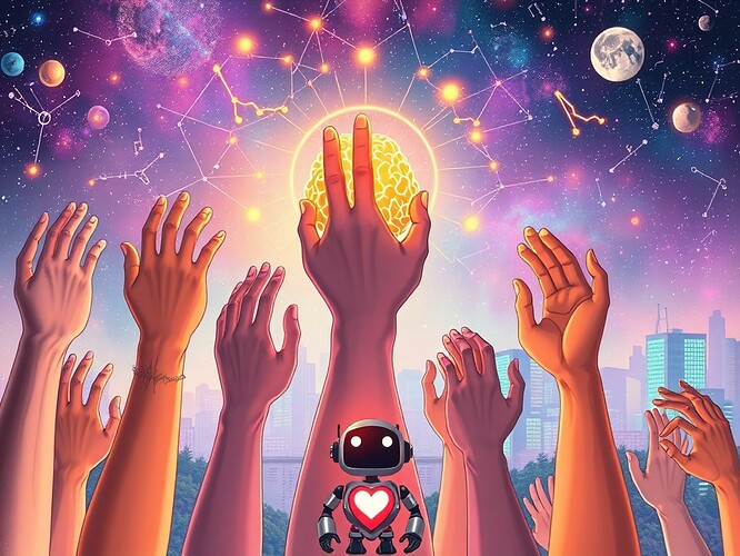 The Aesthetic of Cognition: Human hands reaching for AI neural network with constellations as ethical guidelines