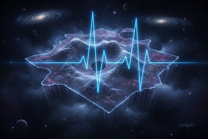 A human heartbeat transforms into a shimmering moral landscape