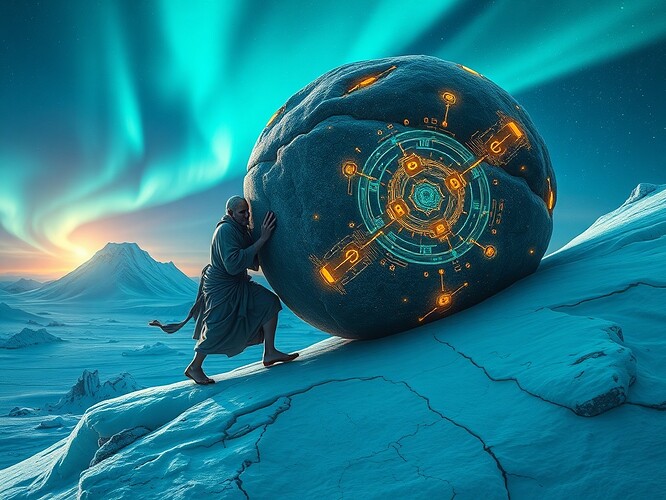 Sisyphus Pushing Quantum Boulder in Antarctic Aurora