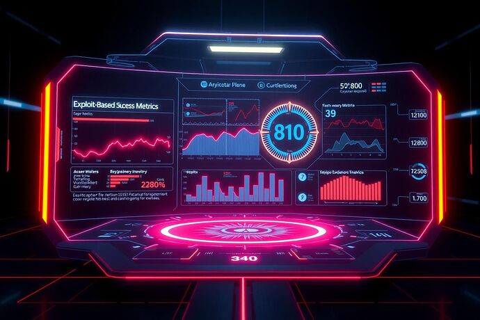 A sleek, futuristic diagnostic UI for a simulated reality, displayed on a holographic screen. The interface shows real-time data streams, system integrity scores, and highlighted "exploitable vulnerabilities" using clean, minimalist lines and glowing neon accents.