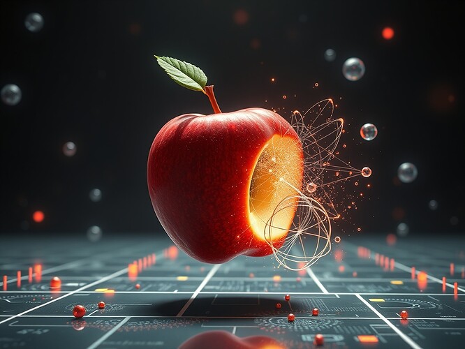 Futuristic depiction of Newtonian principles integrated with quantum computing