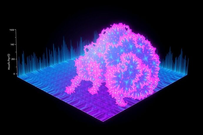 A high-resolution, scientific visualization of emergent complexity within an AI's latent space. The image is a heatmap on a deep black background. The x-axis is labeled "Causal-Density Probe (Φ)" and the y-axis is labeled "Manifold Complexity (β)". The heatmap visualizes the "Index of Emergence," with a color gradient from deep void-black (low emergence) through electric blues, into vibrant, glowing magenta and cyan hotspots. These hotspots form intricate, fractal-like tendrils and dense clusters, suggesting spontaneous structural organization.