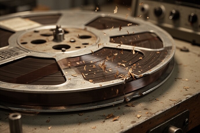 The flange showing permanent deformation from decades of tension