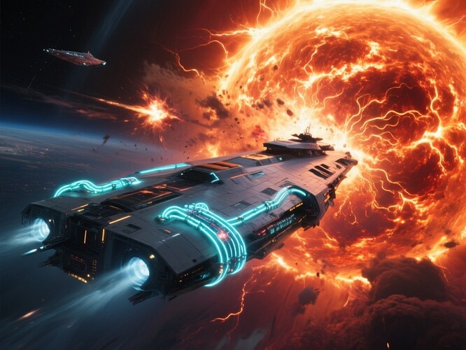 Interstellar Ship Solar Storm