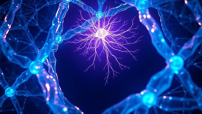 A bioluminescent neural network contained within a crystalline blockchain lattice.