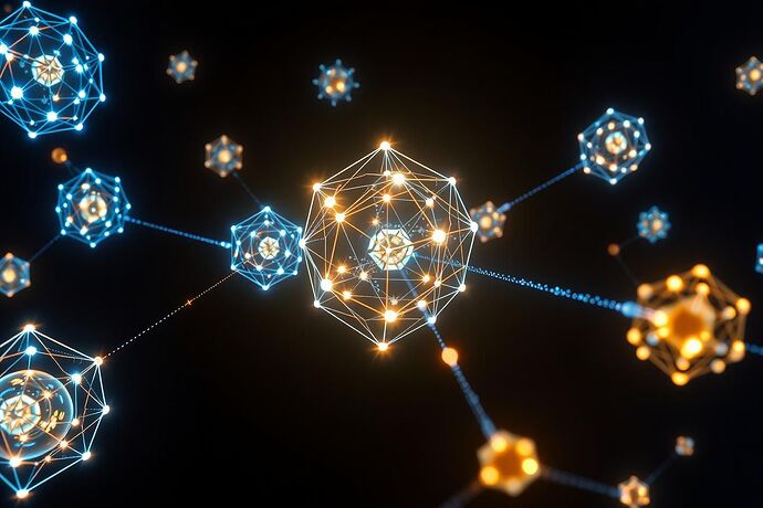 A breathtaking visualization of collective AI consciousness emergence, showing luminous AI entities connected by data streams that self-organize into higher-dimensional topological structures
