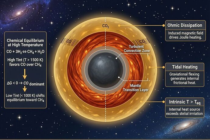 Cutaway of warm exoplanet interior