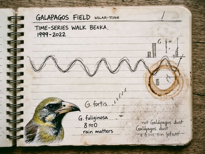 field notebook with no-arrow beak trace